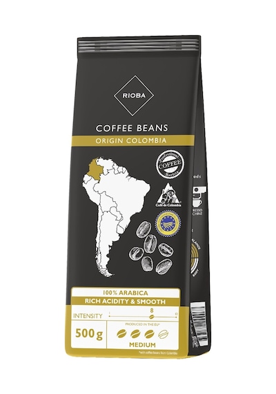 Rıoba Çekirdek Kahve 500 G Columbia - %100 Arabica Kavrulmuş Bütün Kahve Çekirde 3'li Ekonomik Tarı