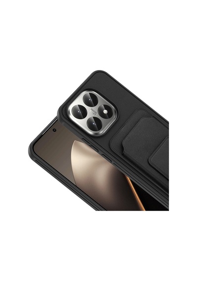 Xiaomi 15t Kılıf Kartlıklı Standlı Kamera Yükseltili Silikon Celikaksesuar Gri