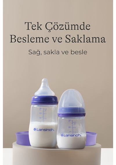 Lansinoh® 160 ML, 240 ML Biberon ve NaturalWave® Biberon Emziği Başlangıç Seti (1-6 Ay+)