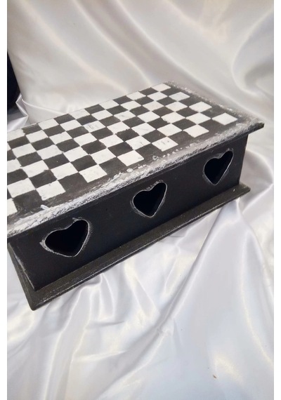 Sevgili Hediye Kutusu Dama Satranç Sevgililer Günü Ahşap El İşi Hand Made Mücevher Kutusu Orta Boy