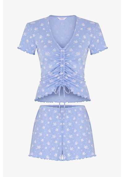 Penti Mavi Coralie Pointel Pamuklu Şortlu Pijama Takımı