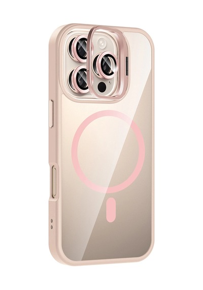 Joko Apple İphone 16 Pro Max Remim Lensli Magsafe Standlı Kapak - Pembe 0.2M-Çok Renkli