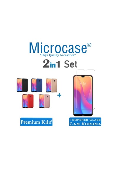 Xiaomi Redmi 8A Premium Matte Silikon Kilif + Tempered Cam 409381666