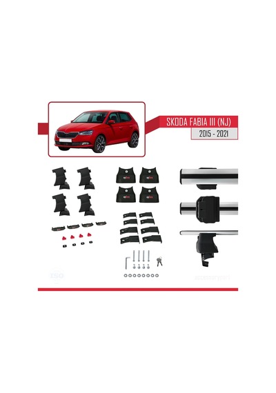 Skoda Fabia Iıı Nj 2015-2021 Arası İle Uyumlu Ace-4 Ara Atkı Tavan Barı Gri