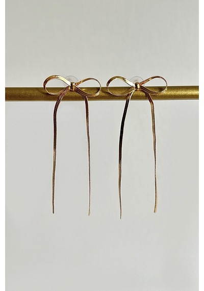 İtalyan Zincirli Sallantılı Fiyonk Küpe Gold - 661713825 Gold