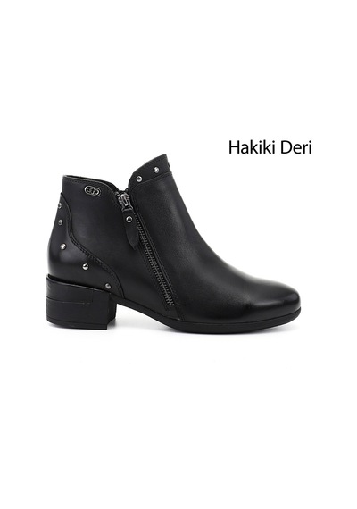 Gönderi(R) Gönderi R Kadın Siyah Fermuarlı Kalın Topuklu Hakiki Deri Bot Gkzb13453418 Siyah