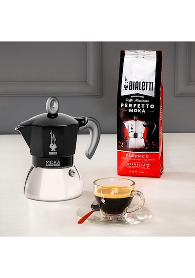 Moka İndüksiyon Siyah: 6 Cups Ocak Üstü Espresso Pişirici - 280ml - Alt Hazne: Dış Paslanmaz Çelik İç Alüminyum - Patentli Güvenlik Valfi - İndüksiyon Ocak Türleri İçin Uygundur Moka İndüksiyon Siyah: 6 Cups Ocak Üstü Espresso Pişirici - 280ml - Alt Hazne: Dış Paslanmaz Çelik İç Alüminyum - Patentli Güvenlik Valfi - İndüksiyon Ocak Türleri İçin Uygundur