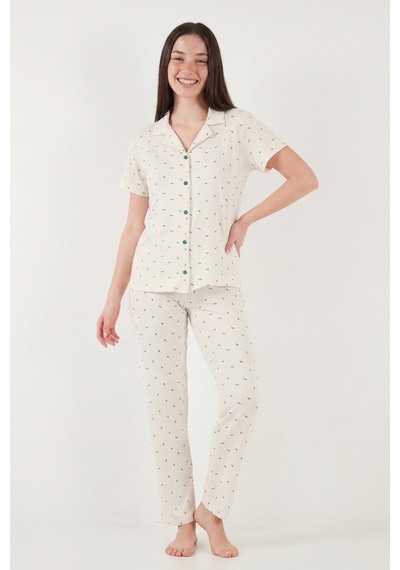 Lela Bayan Pijama Takımı 65750101y Ekru-yeşil