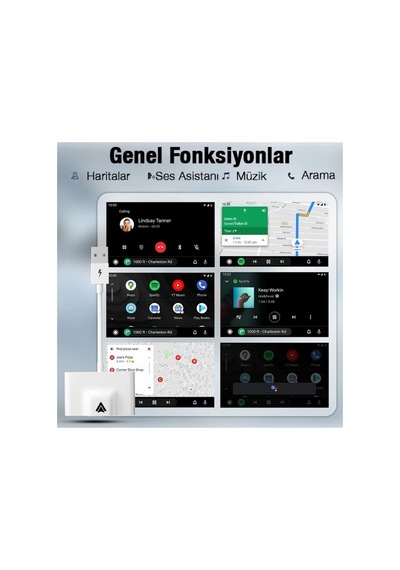 Usb + Type-c Android Kablosuz Carplay Adaptör Çevirici Siyah