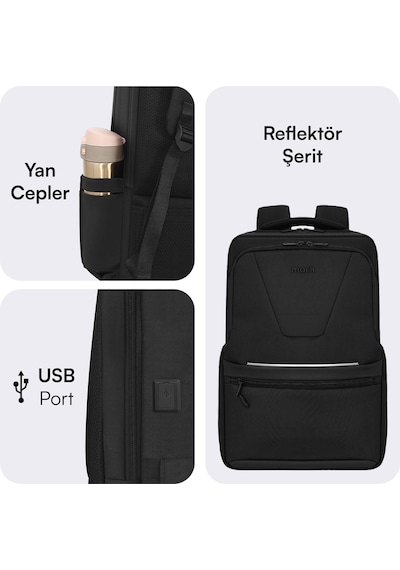 Mack Mce-1213 16 Offıce Pro-4 Eco Notebook Sırt Çantası Siyah