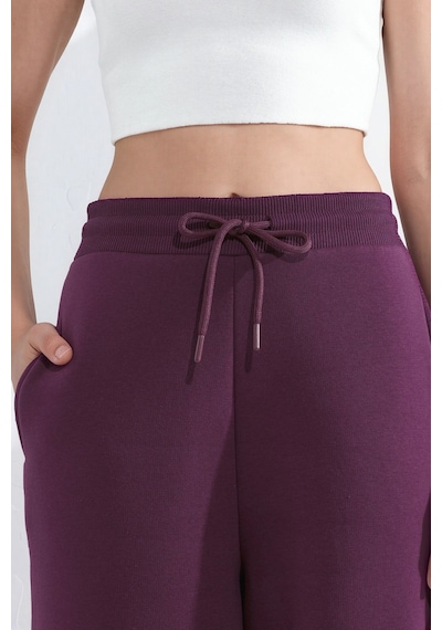 Hiccup Barrel Fit Basic Şardonlu Eşofman Altı Bordo - Kırmızı