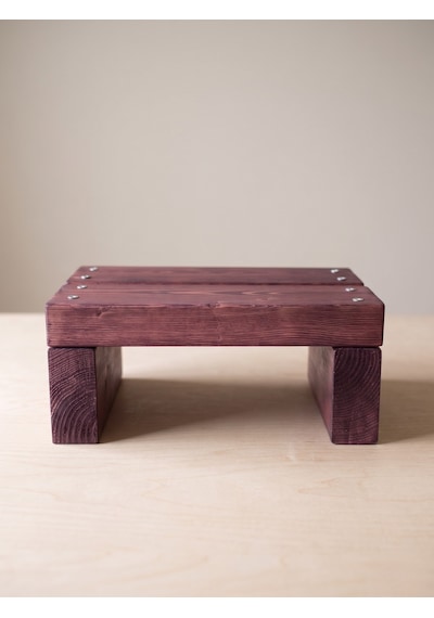 Nest Woodtr Doğal Ahşap Tek Katlı Basamak Tabure Yükseltici 30x25x15cm 1adet Koyu Maun