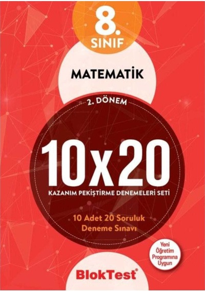 8.sınıf Bloktest 2.dönem Matematik 10x20 Kazanım Pekiştirme Denemeleri Seti
