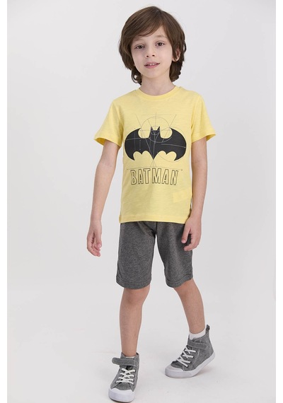 Batman Lisanslı Sarı Erkek Çocuk Bermuda Takım