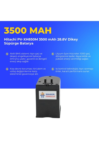 Hitachi Pv-xh850m 3500 Mah 28.8v Dikey Süpürge Batarya