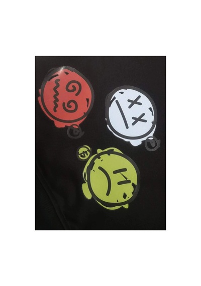 Tarzsokak Unisex Emoji Özel Baskılı Kapüşonlu Oversize Sweatshirt Siyah