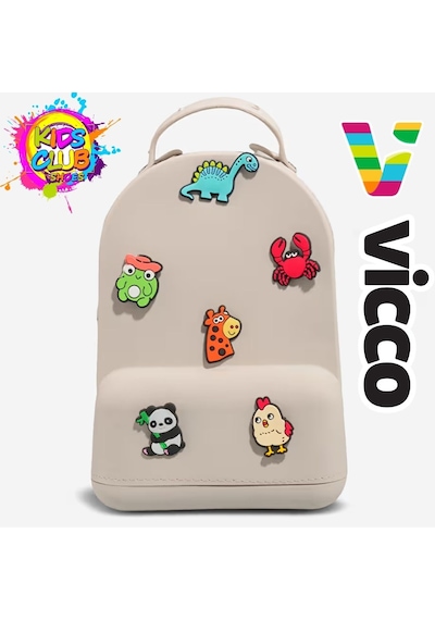 Vicco Pvc Mini Boy Çocuk Plaj Çantası Kreş Çantası Sırt Çantası Okul Çantası Unisex Çanta Gri