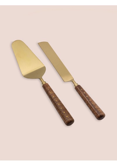 The Mia Ckb0271 Wood Pasta Servis Takımı 2 Parça Gold