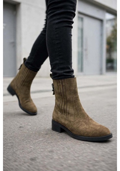 37brandshoes Zeytin Rengi Süet Botlar Haki Haki