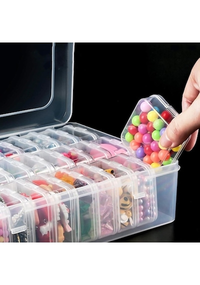 Compaxe P-serisi 24'lü Plastik Şeffaf Saklama Kutusu 24 Küçük + 1 Büyük Kutulu Set Diğer