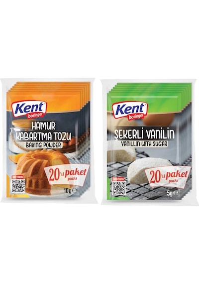 Kent Boringer Şekerli Vanilin 20 x 5 G + Hamur Kabartma Tozu 20 x 10 G