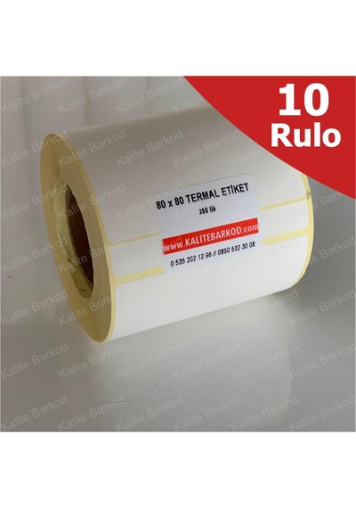 80X80 Termal Etiket 10 Rulo Barkod Etiket Kalite Barkod