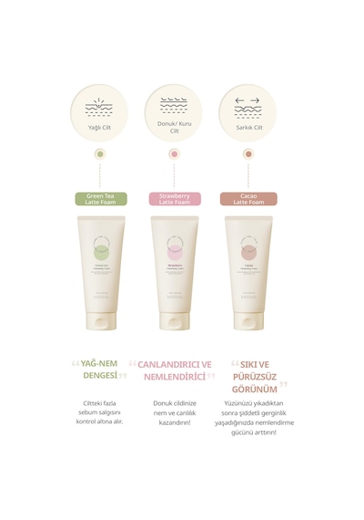 Missha Aydınlatıcı&Canlandırıcı Görünüm Veren Temizleme Köpüğü 172 ML - Creamy Latte (Strawberry)
