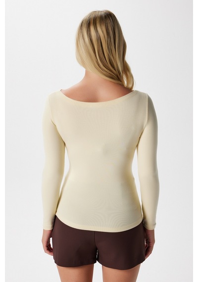 Ritnice Kayık Yaka Need Uzun Kollu Tereyağı Sarısı Soft Top / Bluz Tereyağı Sarısı