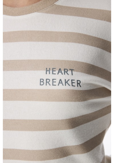 Penti Bej Heart Breaker Çizgili Uzun Kollu Pijama Üstü