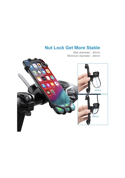 Bisiklet Telefon Tutucu Bike Holder Esnek 4.5-6 İnç Destekler Siyah