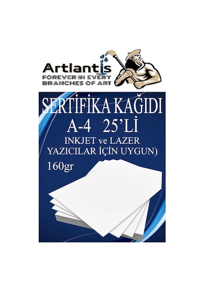 A4 Sertifika Kağıdı Kalın 25 Adet Gramajlı Fotokopi Kağıdı 160 Gr Tüm Yazıcılara Uyumlu 21x29.7 Cm Kalın Baskı Kağıdı