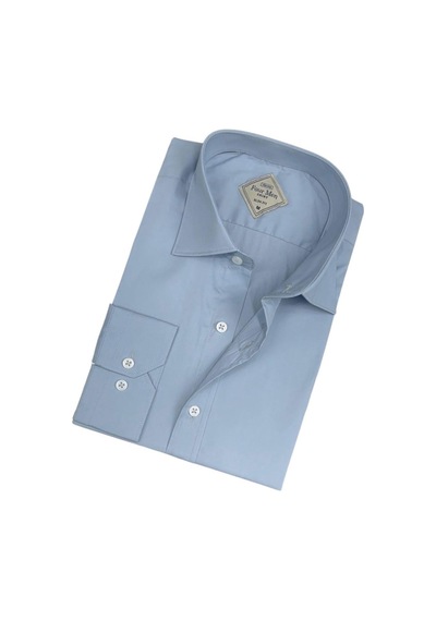 Pamuklu Mavi Uzun Kollu Erkek Gömlek Slim Fit Kalıp -9802 Mavi