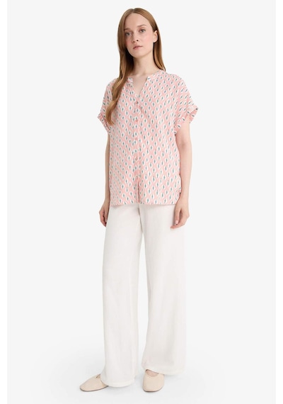 Defacto Regular Fit Apaş Yaka Desenli Kısa Kollu Gömlek I6173az25smpn70 Pembe