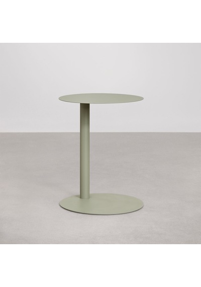 Paledin Design Magna Yan Sehpa Modern Yuvarlak Çelik Koltuk Yanı Sehpası Granit Grisi 40x40x50 Cm Haki