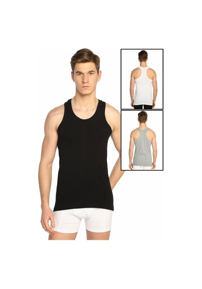 Tutku Erkek Karışık Renk 3 Lü Paket Ribana Spor Atlet Elf568t0118ccm3 Çok Renkli