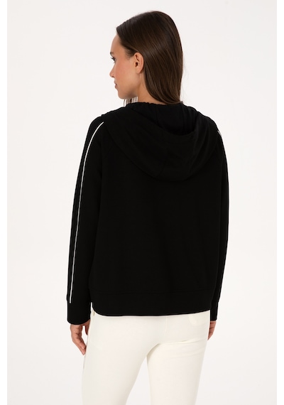 U.S. Polo Assn. Kadın Siyah Fermuarlı Kapüşonlu sweatshirt 50314187-VR046