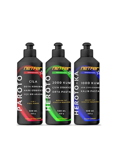 Netfer 3'lü Orta Kalın Pasta Cila Set - 3x500 Ml