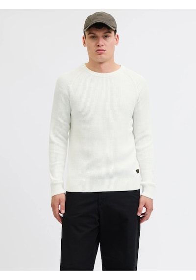 Jack & Jones Jjpannel Knit Crew Neck Aw25 Sıfır Yaka Kazak Ekru