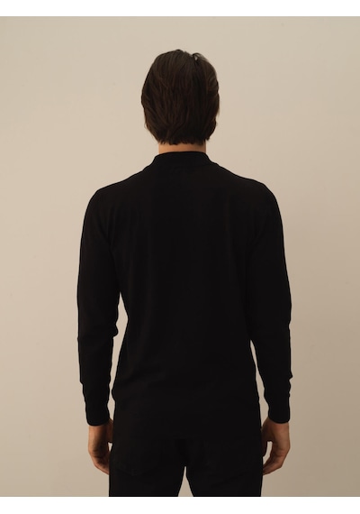 Xint Siyah Pamuk Dokulu Regular Fit Kazak 801740