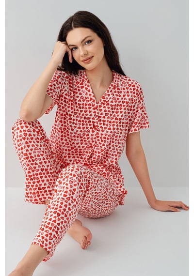 Arnetta Kadın Kırmızı Gömlek Pijama Takım Ar3583-s-v1 Kırmızı
