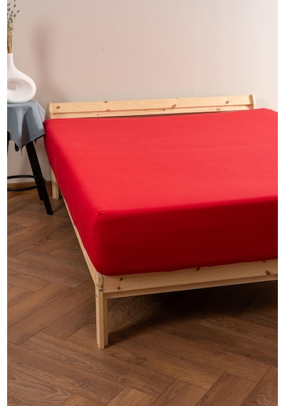 Soley Jersey %100 Pamuk Çift Kişilik Premium Lastikli Çarşaf Kırmızı