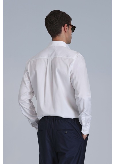 Lufian Jakob Erkek Basic Gömlek Slim Fit Beyaz Beyaz 112010642100500 Beyaz