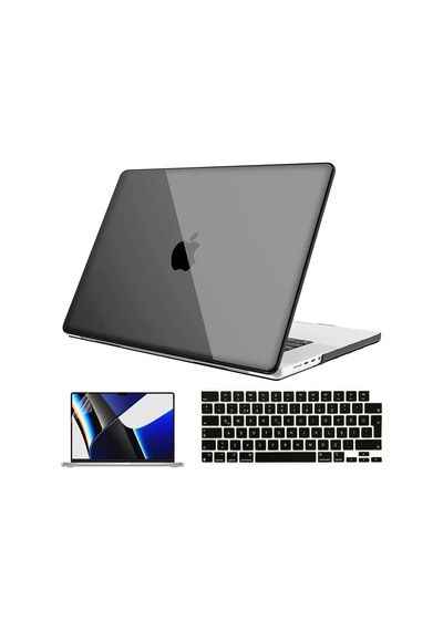 NovStrap Apple Uyumlu MacBook Pro 2021 M1 16.2 inc A2485 Parlak Kılıf + Siyah Klavye Kılıfı + Film