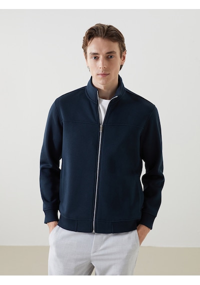 Lcw Vision Lacivert Dik Yaka Uzun Kollu Erkek Fermuarlı Sweatshirt