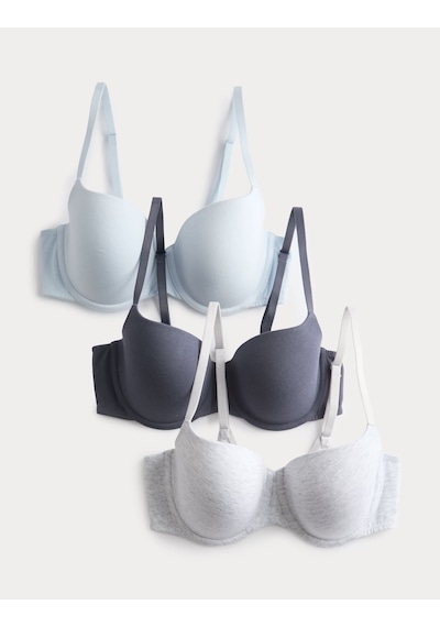 Marks & Spencer 3’lü Pamuk Karışımlı Destekli Sütyen T33002599 Gri