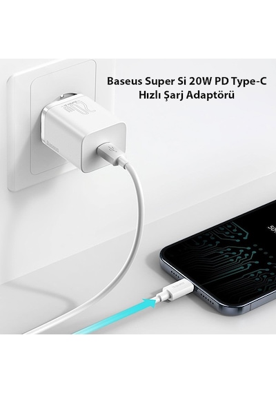 Baseus Super Si 20W PD Type-C Hızlı Şarj Adaptörü Beyaz