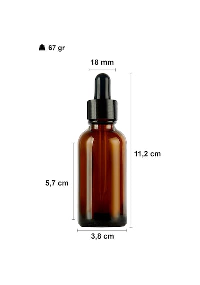 Afracam Amber 50 Ml Kapaklı Dropper Damlalık Cam Şişe 30 Adet Siyah