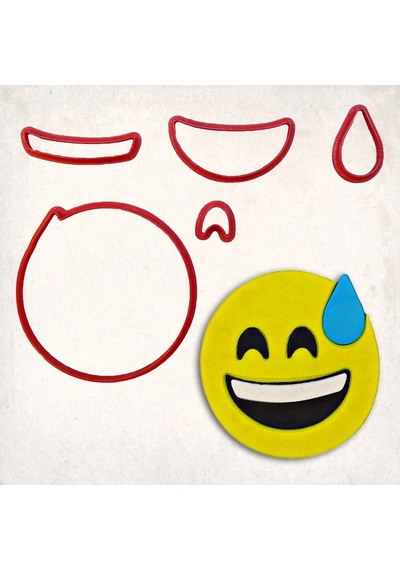 Soğuk Terleyen Emoji Detay Kurabiye Kalıp Seti 5 Li KIrmızı