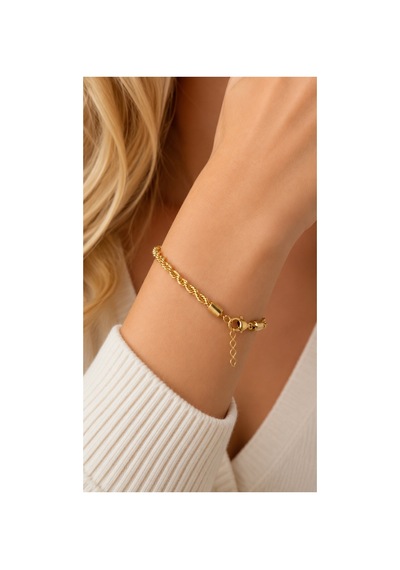 Gold Renk Burgu Zincir Kadın Ayarlanabilir Paslanmaz Çelik Şık Bileklik Altın - 890441131 Altın