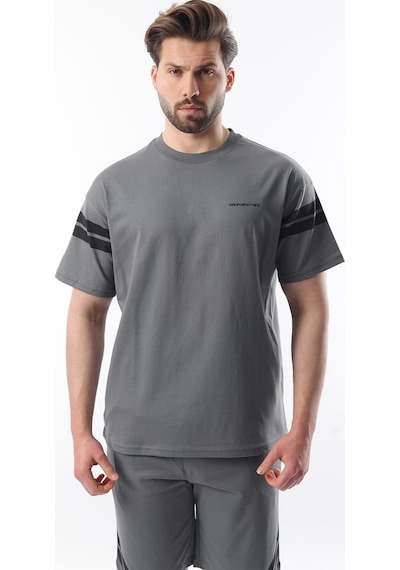 Madmext Füme Şerit Detaylı Erkek Şort T-shirt Takım E7301